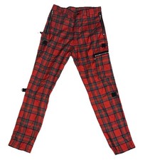 Vintage Dogpile Red Plaid Bondage Pants Size 30 X 29 Unisex