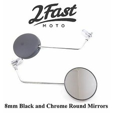 8mm Stem Round Mirror Pair with Handlebar Mou...