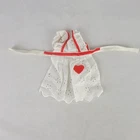 Vintage Barbie Doll Apron White Red Eyelet Dolie Heart Lace Accessory *READ*