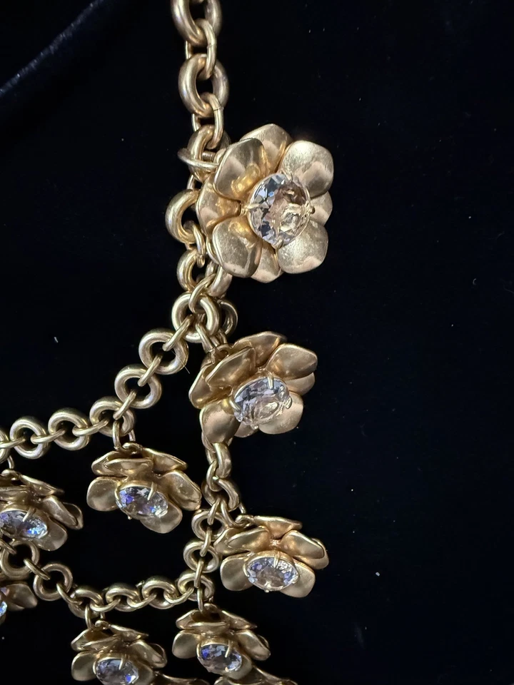 Collar J Crew Cristal Floral Dorado Joyas Declaración En Capas Y2K Foto 3 de 4