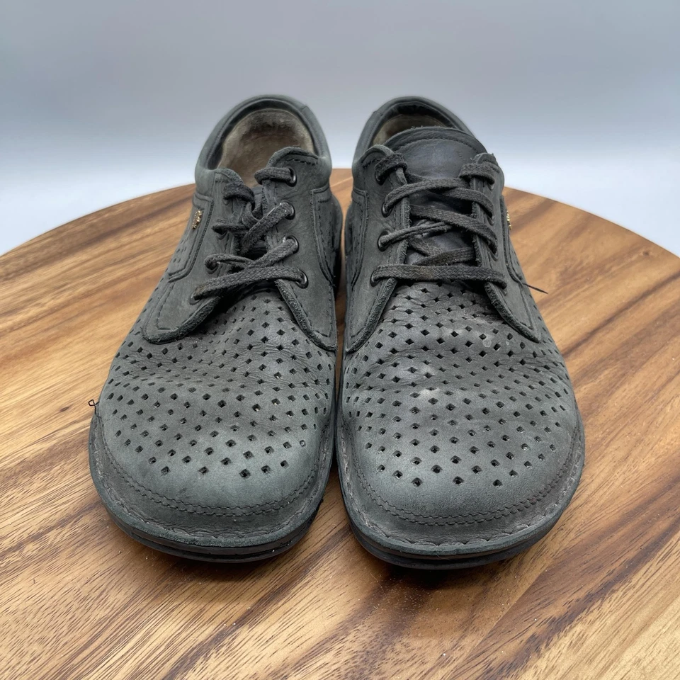 Sapato Feminino Finn Comfort Baden 8.5/39 Couro Perfurado Cinza Conforto Casual - Imagem 2 de 4