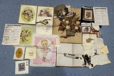 Lot Of Vintage Unfinished Crewel Embroidery Projects