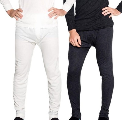 Pack Mens Wool Blend Thermal Long Johns Pants Black or Beige