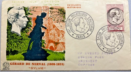 FRANCE GERARD DE NERVAL 12F FIRST DAY COVER 1955