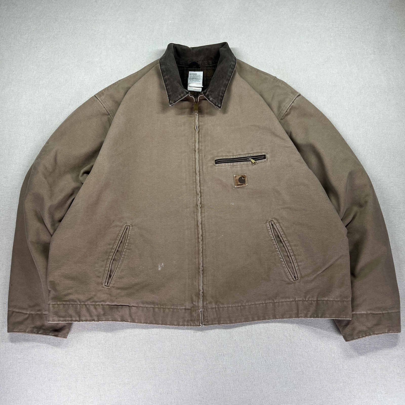 VTG 90s Carhartt Detroit Jacket Mens 3XL Sandstone Blanket Lined J97 Made USA