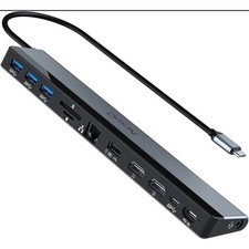 NewQ 12-in-1 USB C Hub Docking Station Dual Monitor Dual HDMI 4 USB Thunderbolt3