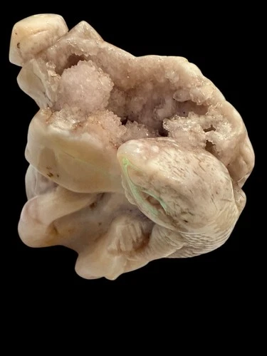 Rare Large Pink Amethyst Crystal Carving Lizard Snake Druzy Cave 1E