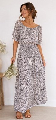 Auguste Petite Floral Prairie Maxi Dress Cottagecore Smocked Peasant Boho Sz 8