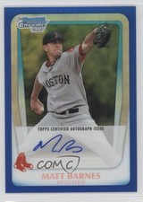 2011 Bowman Draft Chrome Prospects Blue Refractor 13/150 Matt Barnes Auto 0d4