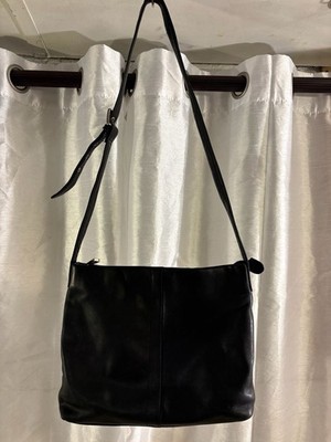 Stone Mountain Black Leather Crossbody Bag with Adjustable Strap