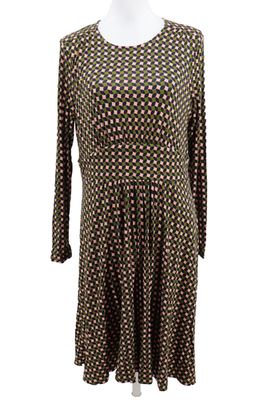Boden Thea Long Sleeve Jersey Midi Dress Women 12R Navy Pink Olive  Geometric New | eBay