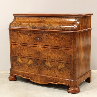 Commode bureau de pente à rabat d'époque Louis Philippe -en noyer - 19ème siècle - Photo 1/4