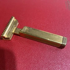 Heavy Vintage Schick Gold Tone Injector Repeating Safety Razor 1926 Patent Date