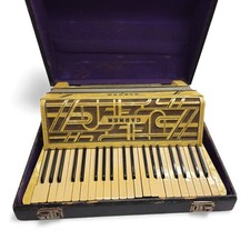 Carmen Vintage Piano Accordion Yellow Art Deco Case Needs Tuning Repair Project
