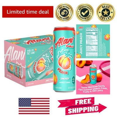 Refreshing Juicy Peach Low-Calorie Energy Drink - 200mg Caffeine, 12 Cans