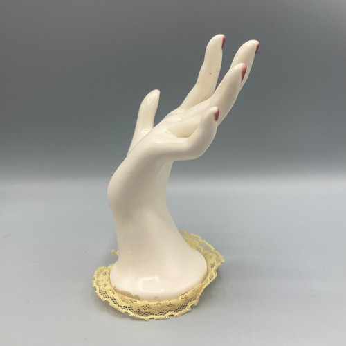 Porta anelli espositore gioielli a mano unghie dipinte in ceramica vintage - Foto 5 di 8