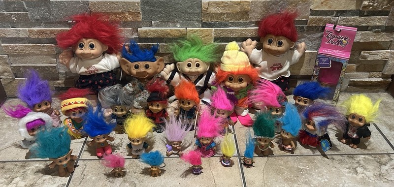 90s Vintage Trolls LOT Mixed Various Sizes Gem Bellies DAM Ace Novelty Russ