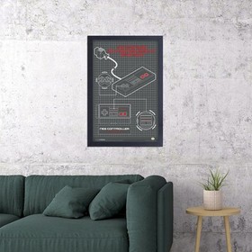 638409 Nes Controller Diagram Video Game Vintage Wall Decor Poster