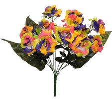21in Rose Gypsophila Artificial 12 Open Bloom Flower Bush Rainbow, Set of 3 