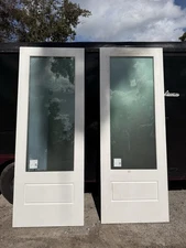 95 X 32 Double Exterior Door Decorative Full-Lite Fiberglass Entry Door