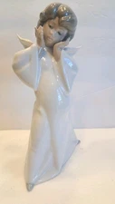 Lladro # 4959 "Puzzled Mime Angel" Glazed Fine Porcelain, 1990's Spain -  8.75"