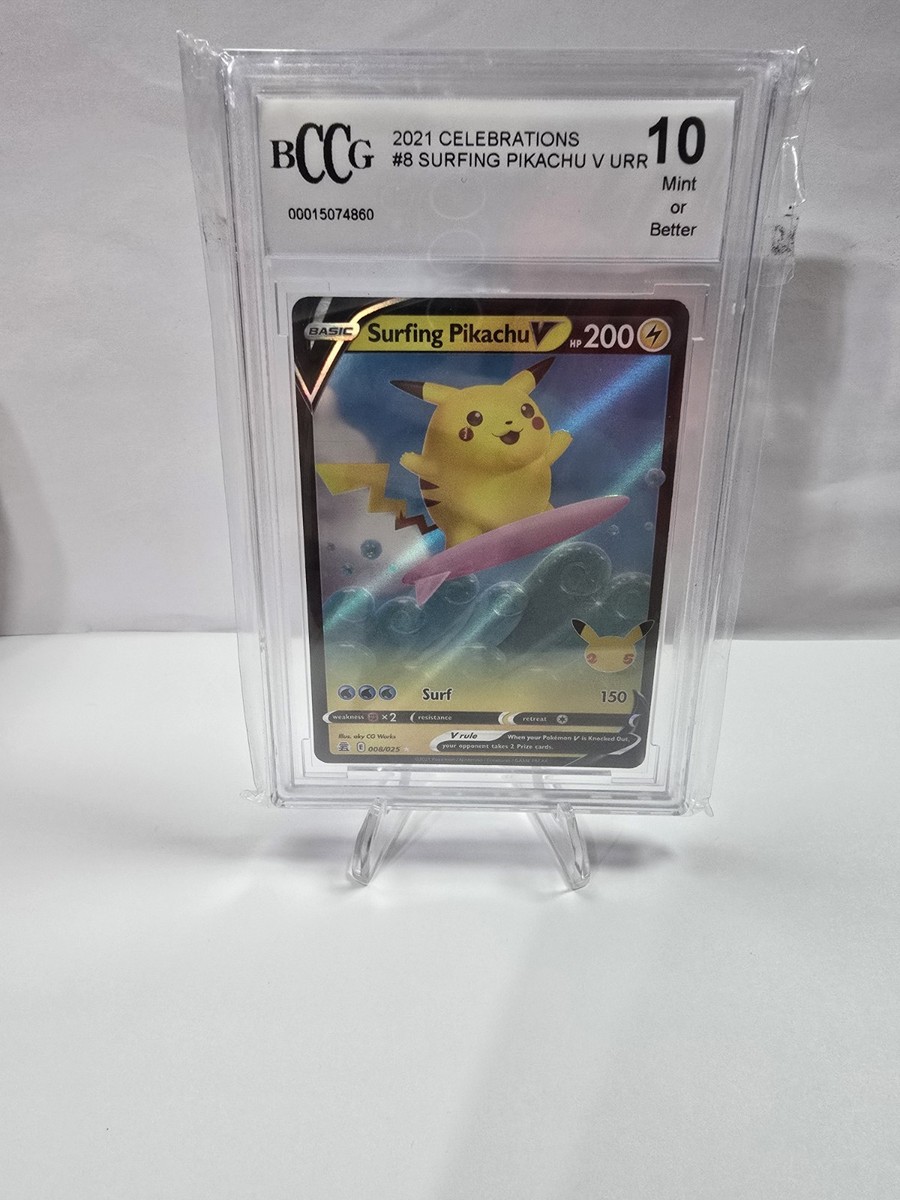 Surfing Pikachu V 008/025 Celebrations Holo for sale online Surfing Pikachu V 008/025 Celebrations Holo for sale online