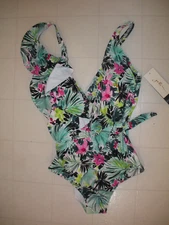 Profile by Gottex Beautiful Day Floral 1 PC Surplice Style Swimsuit Sz 16 NWT