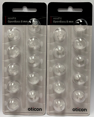 2 Pack Oticon miniFit OpenBass 8mm Domes For More Hearing Aids. 20 Domes total.