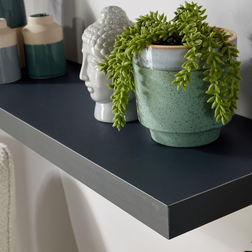 Pair Floating Storage Shelf Wall Mounted Wooden 80cm DVD Book Shelves