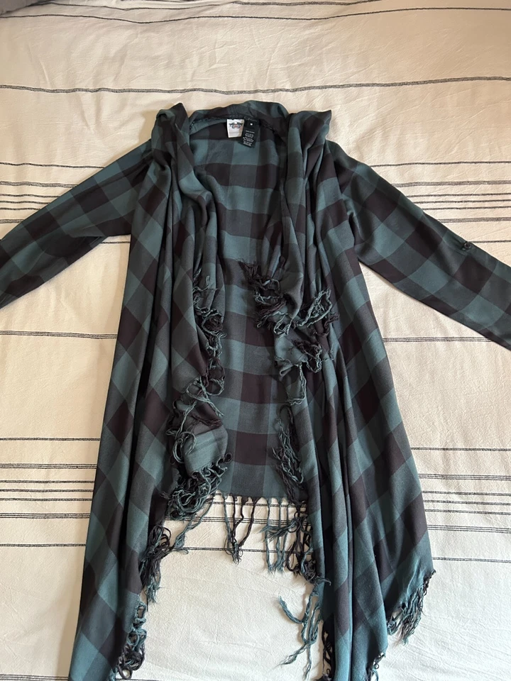 Harley Davidson - Cárdigan tejido con flecos a cuadros Foto 3 de 4