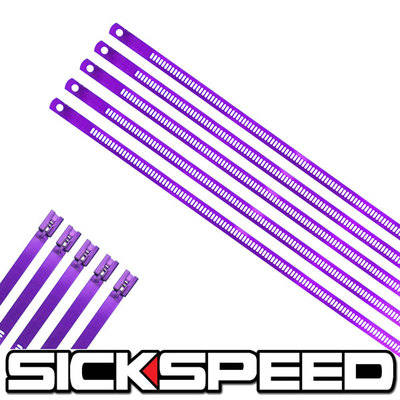 5 PC PURPLE 12'' STAINLESS STEEL CABLE ZIP TIES FOR EXHAUST TAIL PIPE HEADER P4
