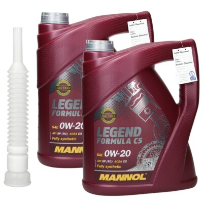 2 x 5L Mannol Motoröl Legend Formula C5 0W-20 Dexos1 MB 229.71 + Auslaufschlauch