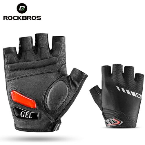 ROCKBROS MTB Bike Cycling Half Finger Short Gloves Sports GEL Padded Shockproof - Afbeelding 1 van 13