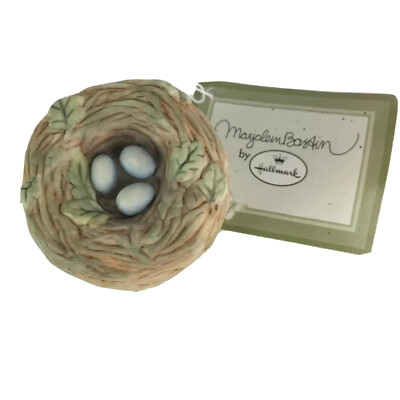 Marjolien Bastin Bird Nest Eggs Porcelain Trinket Box Jewelry Hallmark Miniature