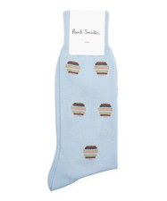 NWT Paul Smith Men's Signature Stripe Polka Dot Socks Lt. Blue, One Size Italy