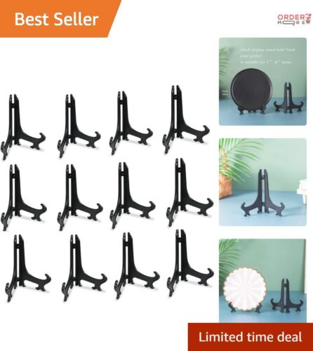 Versatile 6-Inch Hinged Black Easel Stands - Perfect for Photos and Place Cards