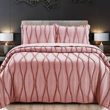 3 Piece Quilted Bedspread Bed Throw Single Double King Size Embossed Bedding Set