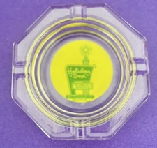 Vintage Holiday Inn Glass Octagon Ashtray 4.5" Yellow Green SALE!