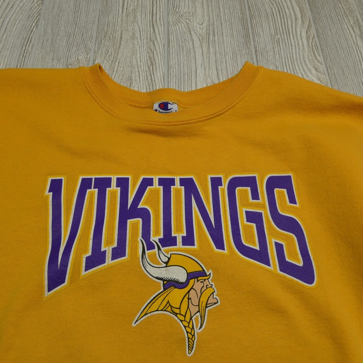 VINTAGE Minnesota Viking Sweater Adult 2XL Champion Yellow