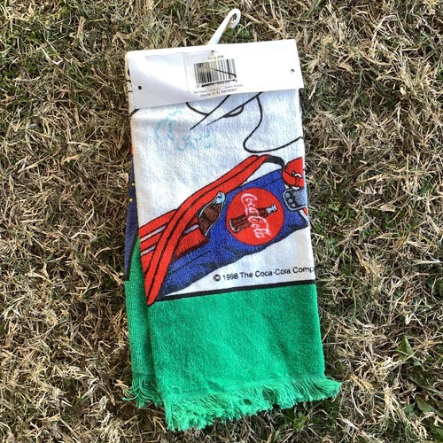Vintage 1998 Coca-Cola Soda COKE Golf Hand Towel Polar Bear Golf Ball NOS NEW - Picture 2 of 4