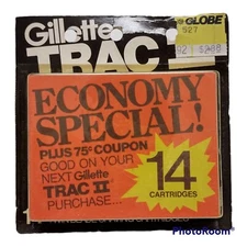 Gillette Trac II Economy Special 14 Cartridges New Old Stock Black Package