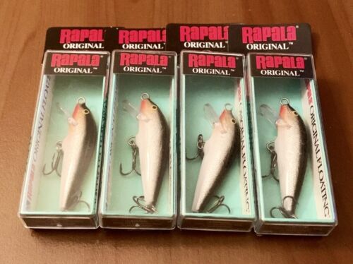 4 Rapala Original Floating Minnow F05 Crankbait Lures SILVER -BALSA WOOD - Afbeelding 1 van 5