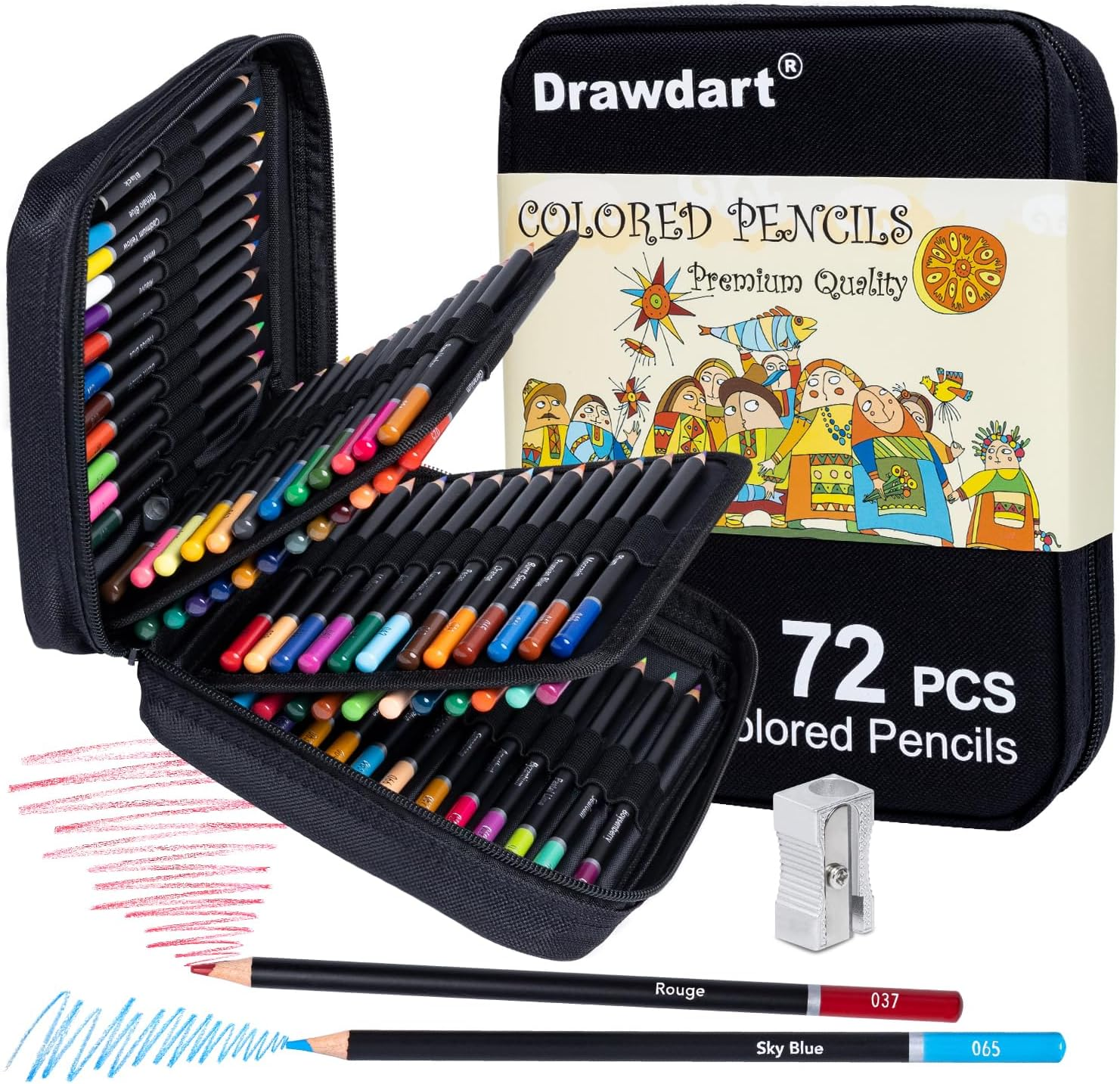 Colored Pencils for Adult Coloring, 72-Color Professional Soft Core Drawing Sket-image