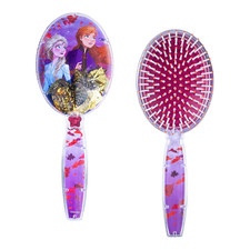 Cepillo de cabello Frozen con hojas brillantes y confites, morado, para niños 3+