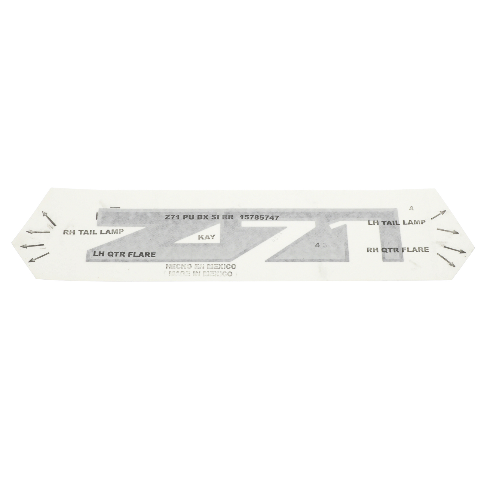 Calcomanía del logo Z71 para Avalanche 2002-2006 (N/P 15785747)