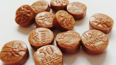 Bonbons gefüllt Milchgeld Vollmilch Münzen mit Haselnuss Füllung 10x120g Beutel