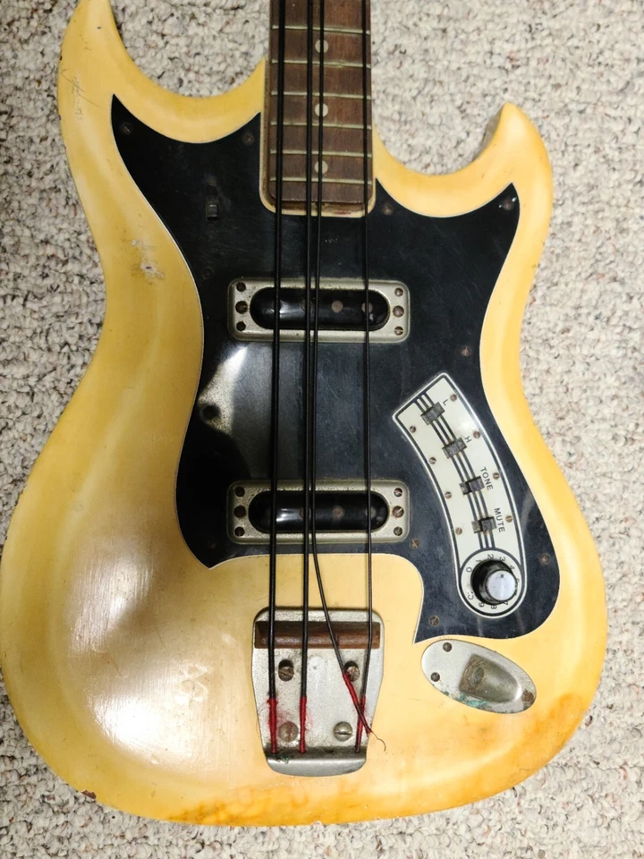 Vintage Collectible 1960s Hagstram 4 String Electric Bass Guitar Made In Sweden  - Image 2 of 4