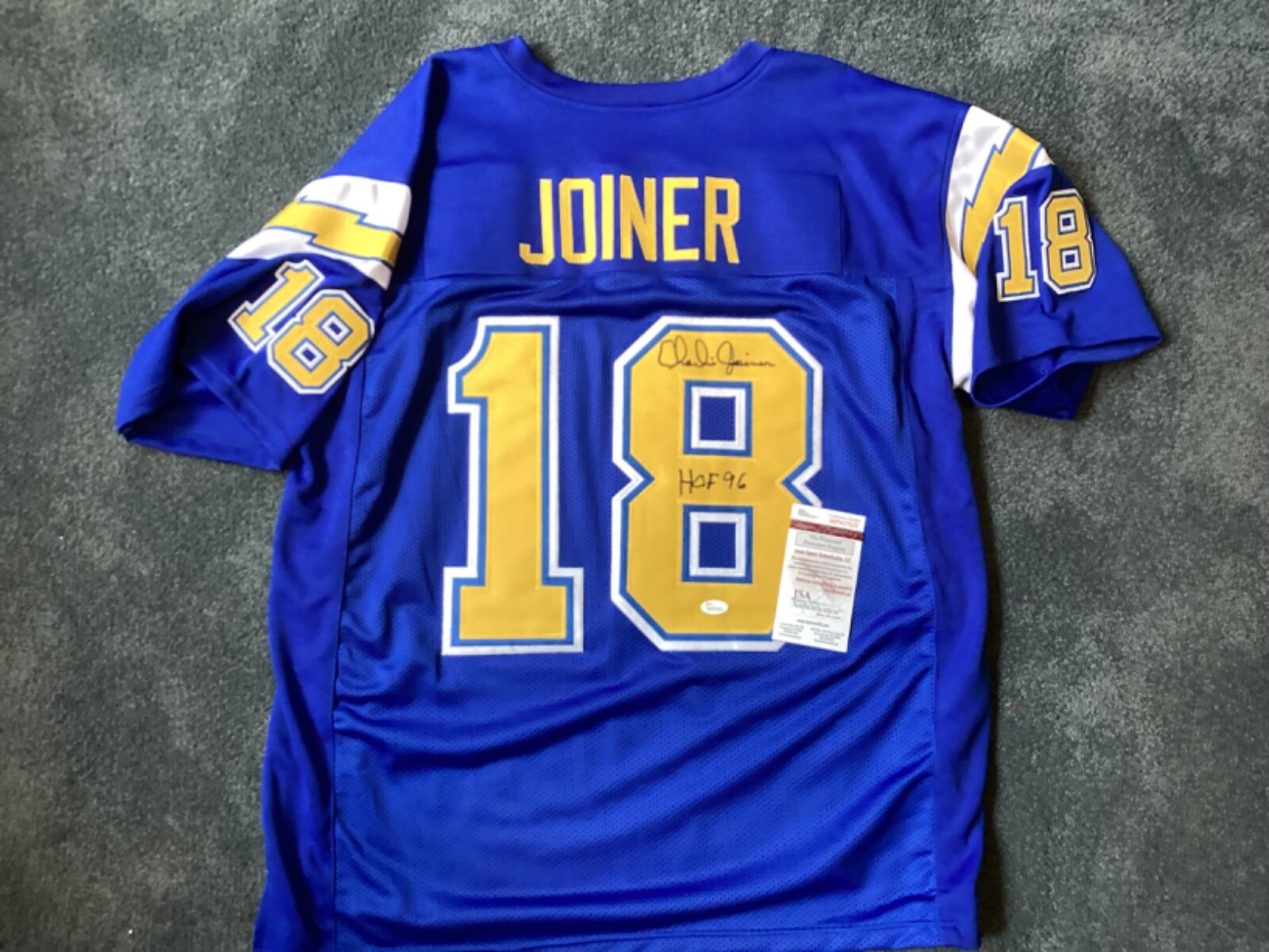 (SSG) CHARLIE JOINER Signed Los Angeles/San Diego Chargers Jersey with a JSA COA 