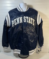 Penn State Nittany Lions Starter Jacket Men Large NWT Blue Satin Snap Button New