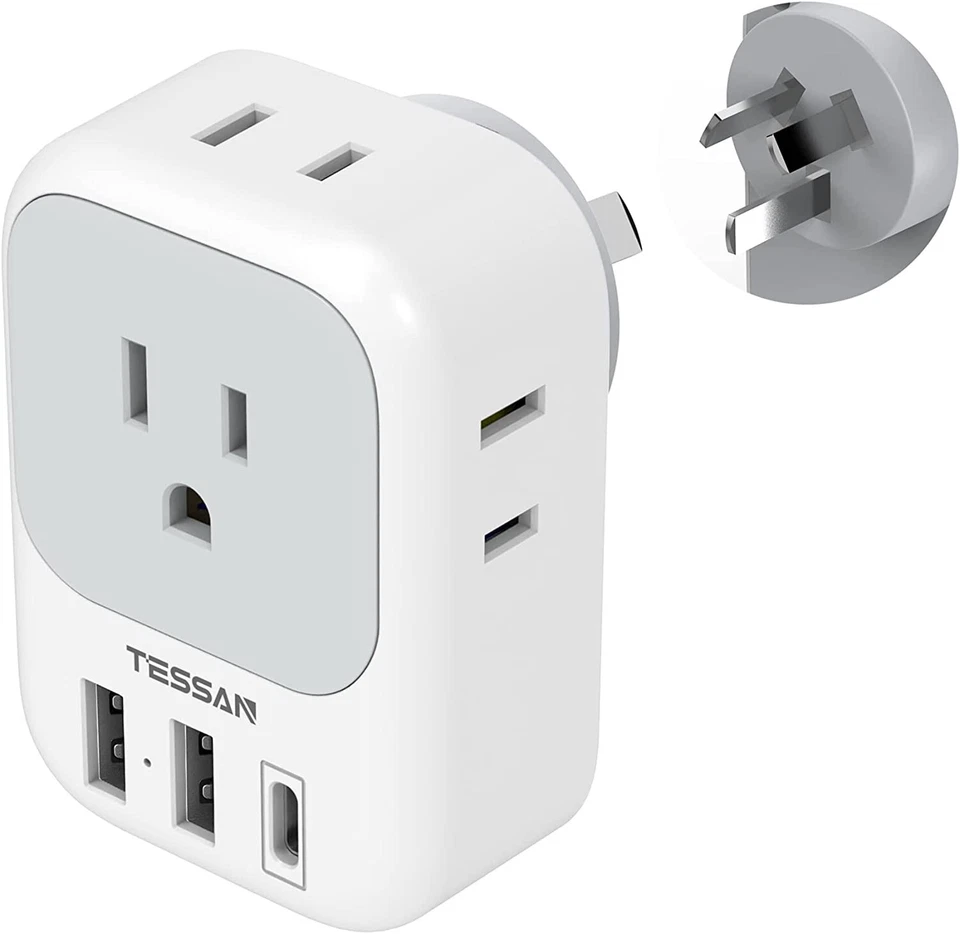 US to Australia Plug Adapter USB C Port with 4 Outlet for Travel to New Zealand - Image 2 of 4
